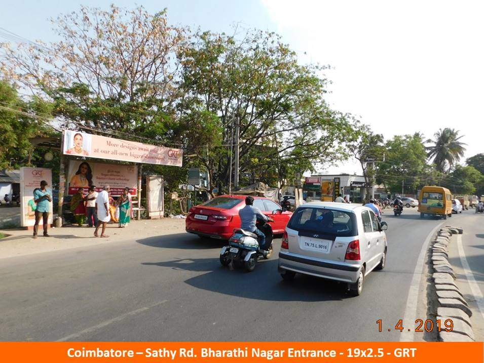 BQS Branding Agency at Sathy Road Bharathi Nagar in Coimbatore, Hoardings Rates at Bus Stop in Coimbatore